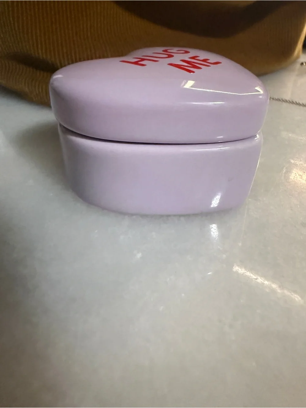 NWT Purple Heart ceramic Trinket Box with Red 